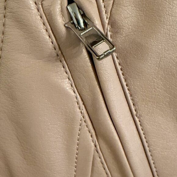 NWT Zenana Pink Rose Faux Leather Moto Biker Jacket - Picture 4 of 5